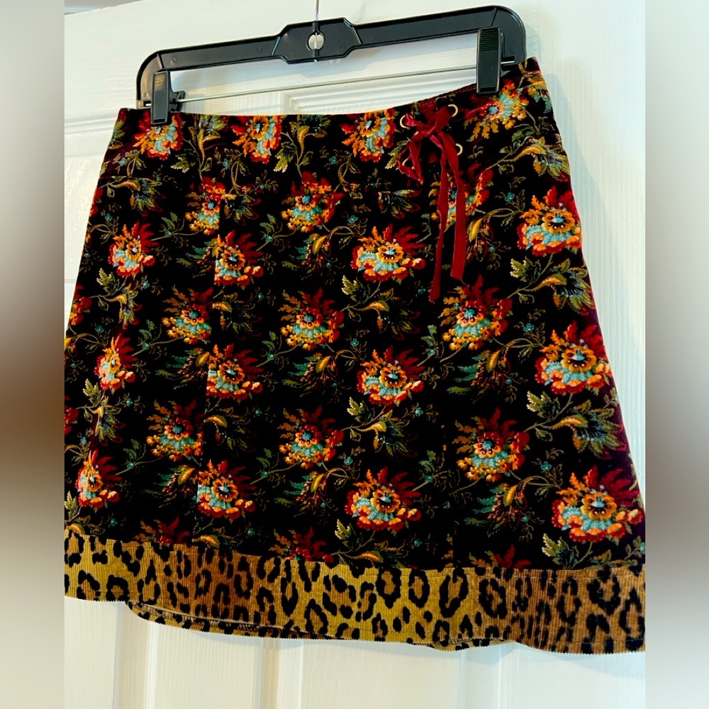 Nanette Lepore Black Floral and Leopard Mini Skirt